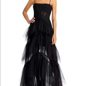 BCBGMAXAZRIA Corset Tulle Gown in Black